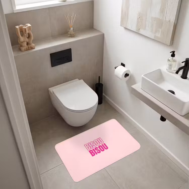 Bisou - Roze - Minimalistisch Badmat middel -sfeer4