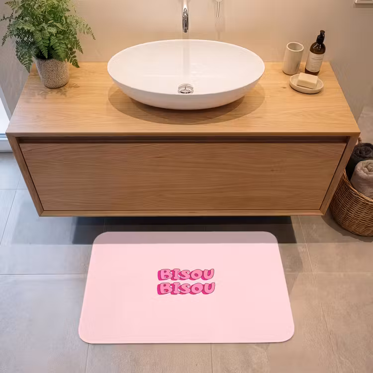 Bisou - Roze - Schaduw Badmat middel -sfeer1