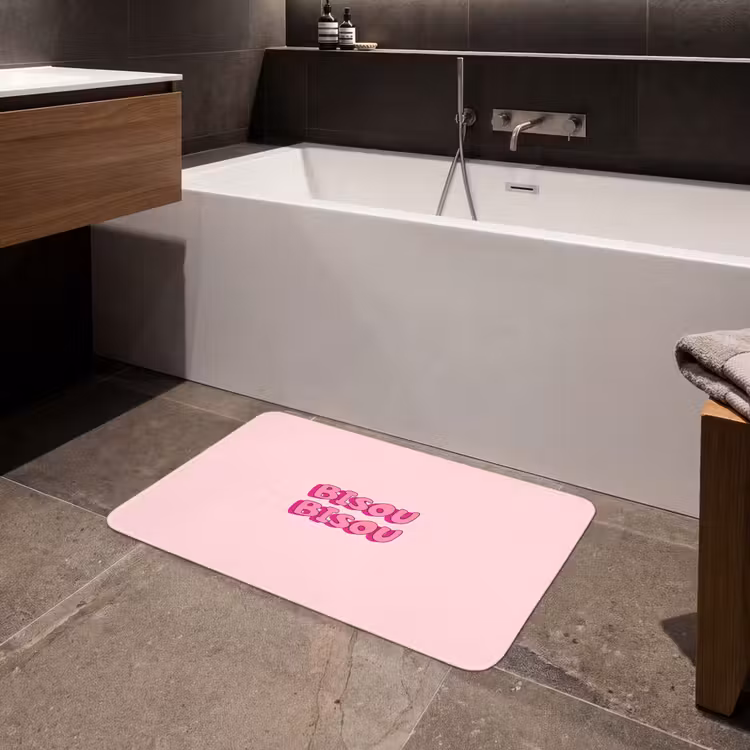 Bisou - Roze - Schaduw Badmat middel -sfeer3
