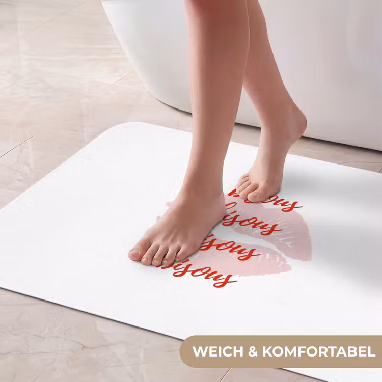 Bisous - Lip - Wit - Rood Badmat middel -USP_ZachtDE