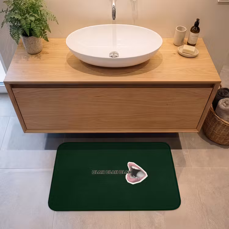 BLAH BLAH BLAH - Mond - Groen Badmat middel -sfeer1