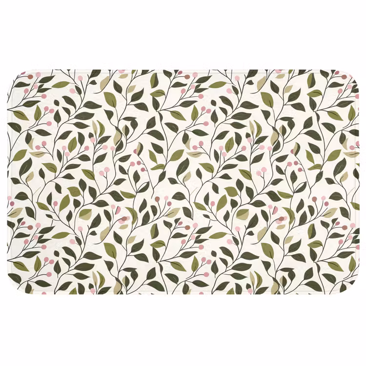 Bladeren - Bessen - Roze Badmat middel 997 -3d