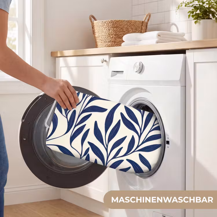 Bladeren - Klimop - Donkerblauw Badmat middel -USP_WasbaarDE