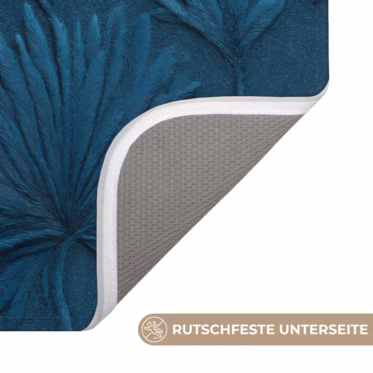 Bladeren - Reliëf - Patroon - Oceaanblauw - Modern Badmat middel 997 -USP_AntislipDE