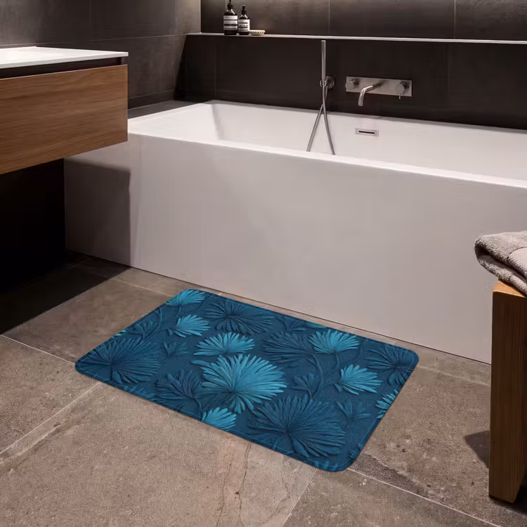 Bladeren - Reliëf - Patroon - Oceaanblauw - Modern Badmat middel 997 -sfeer3