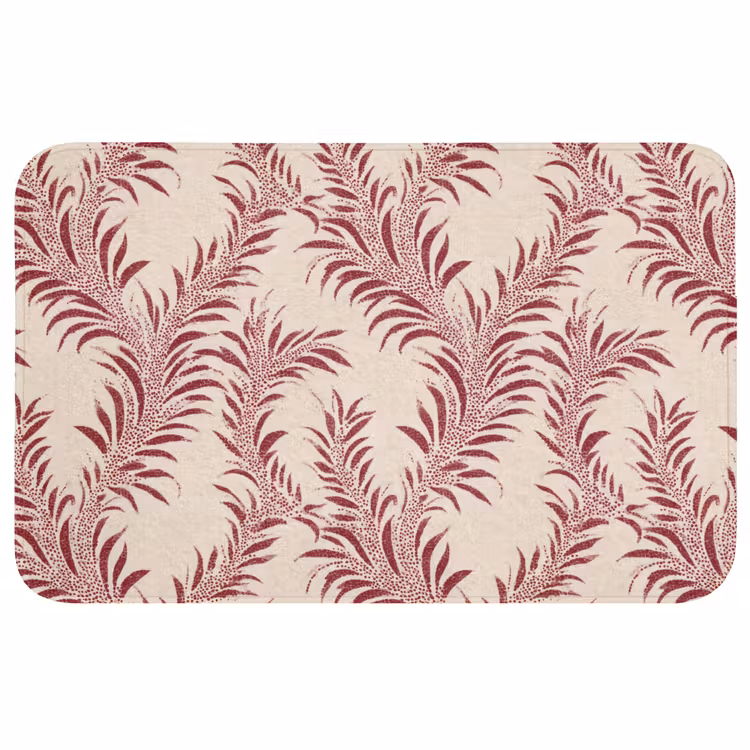 Bladeren - Linnen - Rood Badmat middel 997 -3d