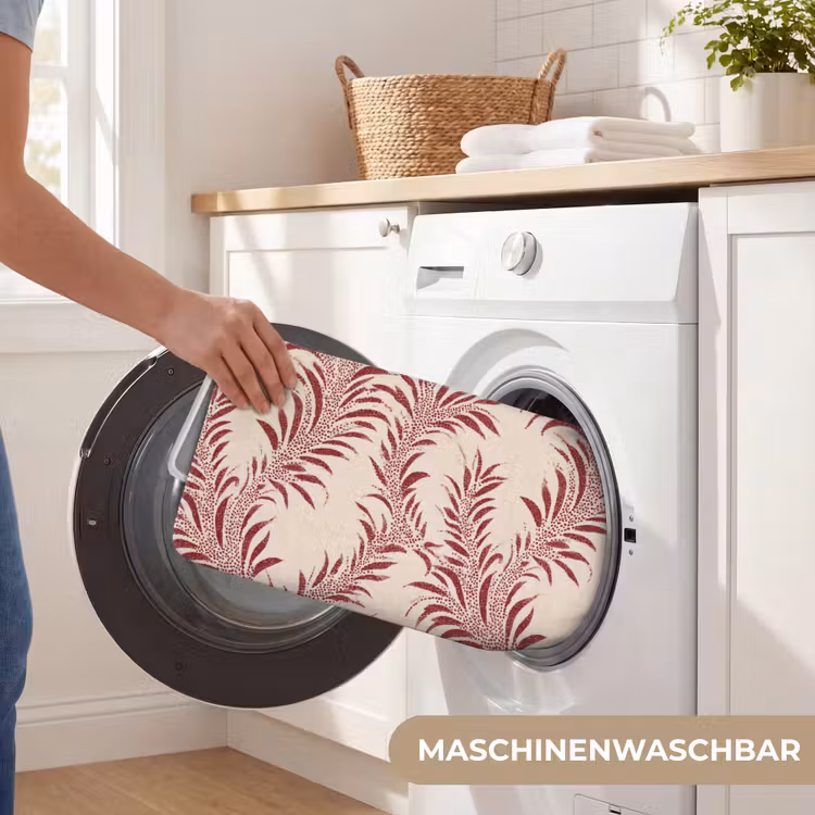 Bladeren - Linnen - Rood Badmat middel 997 -USP_WasbaarDE