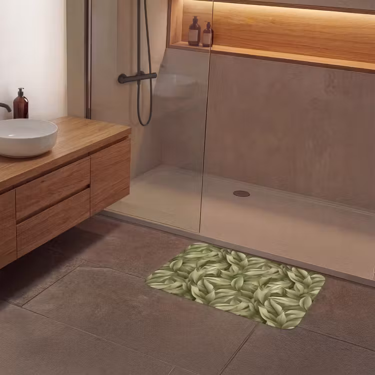 Bladeren - Modern - Groen Badmat middel 997 -sfeer2