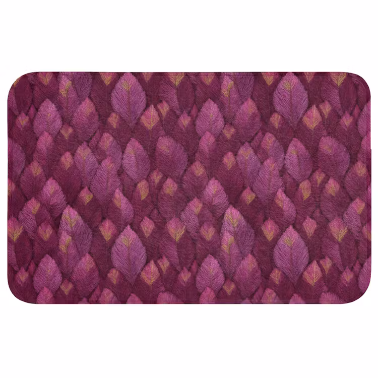 Bladeren - Patroon - Burgundy Badmat middel 997 -3d