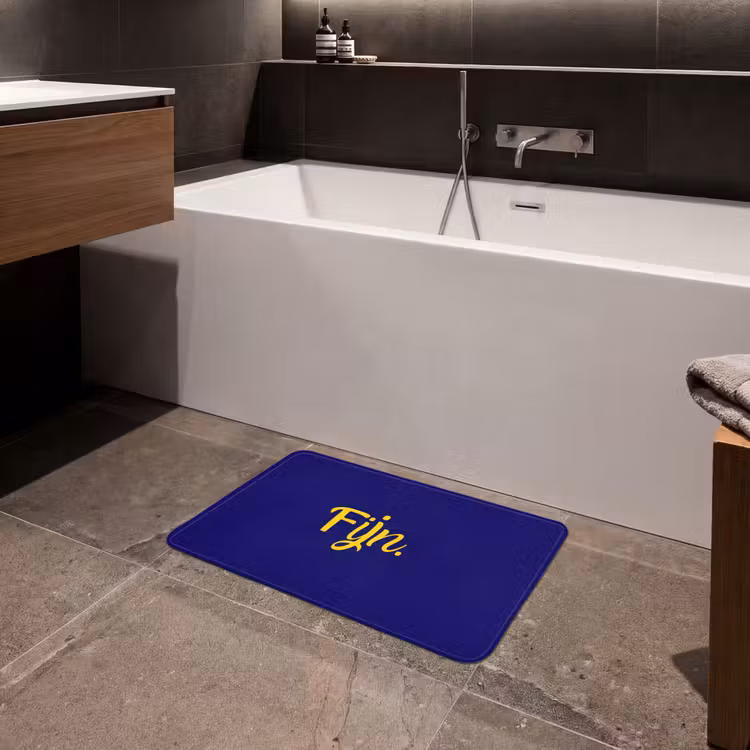 Blauw - Geel - Fijn Badmat klein -sfeer3