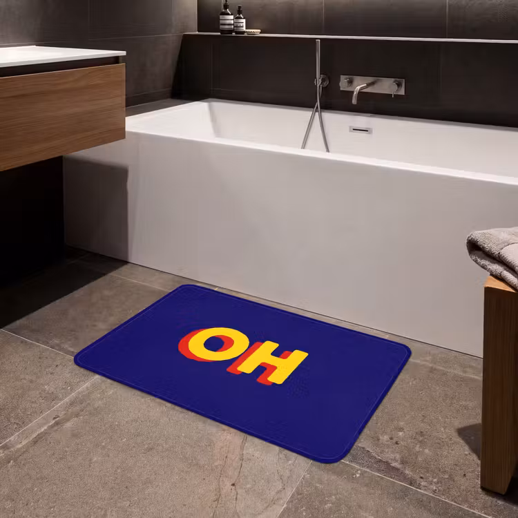 Blauw - Geel - OH - Schaduw Badmat middel -sfeer3