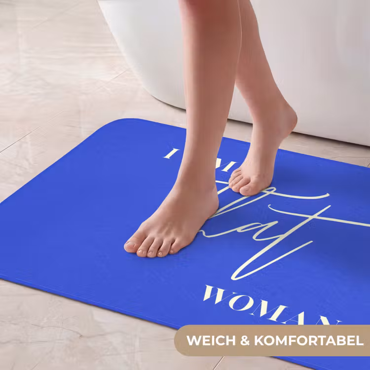 Blauw - I am that woman - Sierlijk - Minimalistisch Badmat middel -USP_ZachtDE
