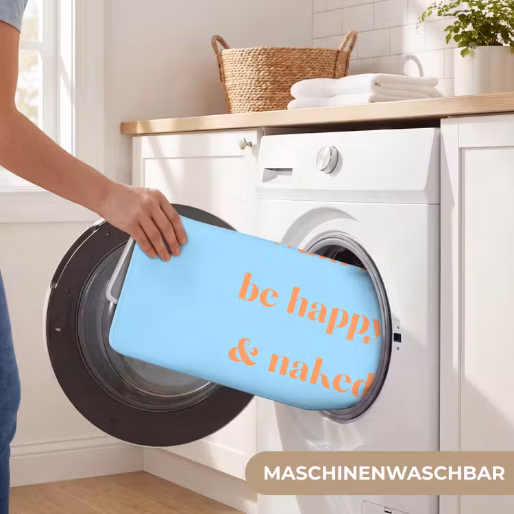 Blauw - Oranje - Just want to be happy & naked Badmat middel -USP_WasbaarDE