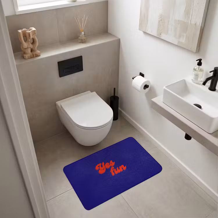 Blauw - Rood - Yes fun - 3D Badmat middel -sfeer4