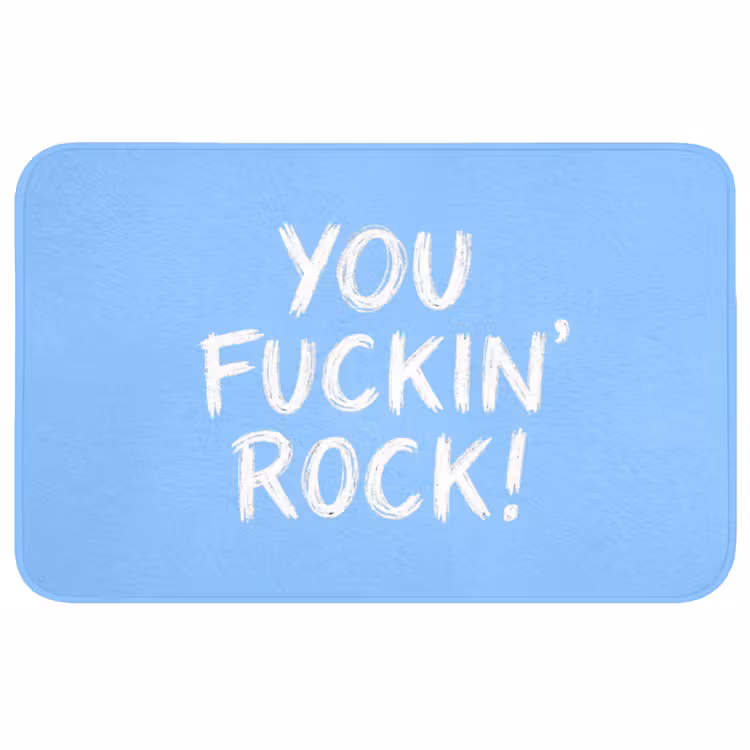 Blauw - Wit - You fuckin rock Badmat middel -3d