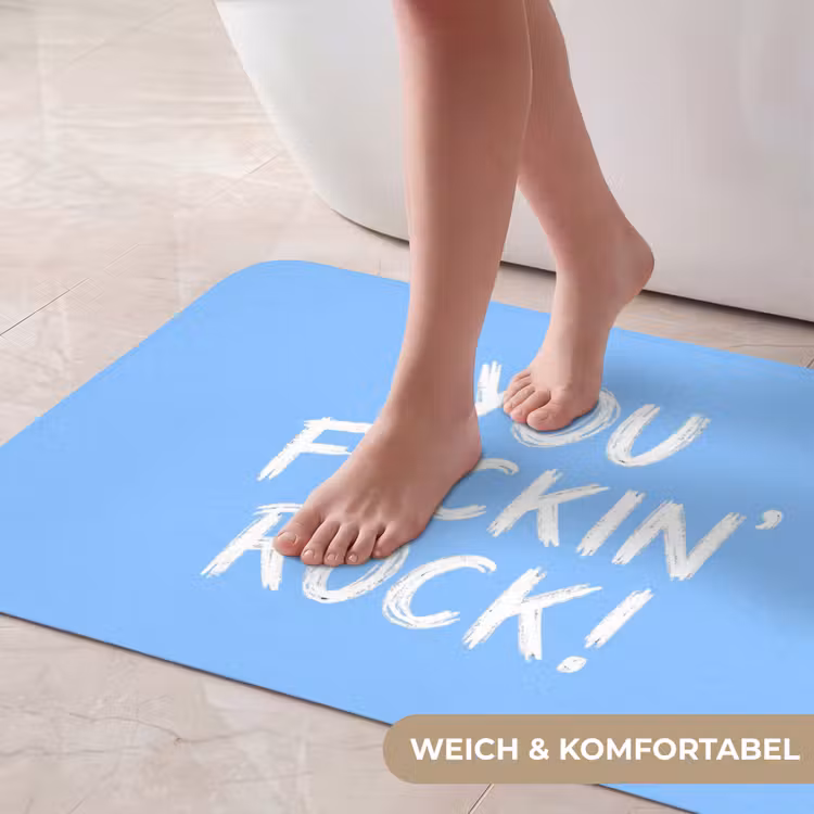 Blauw - Wit - You fuckin rock Badmat middel -USP_ZachtDE
