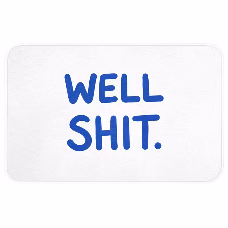 Blauw - Quote - Wit Badmat middel -3d