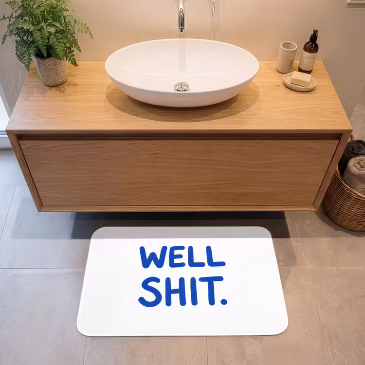 Blauw - Quote - Wit Badmat middel -sfeer1