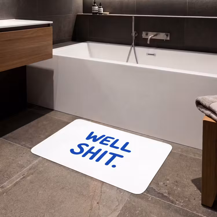 Blauw - Quote - Wit Badmat middel -sfeer3