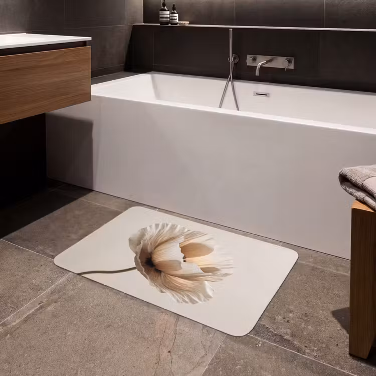 Bloem - Beige - Crème Badmat middel -sfeer3