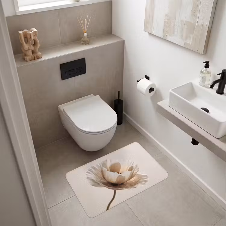 Bloem - Beige - Crème Badmat middel -sfeer4