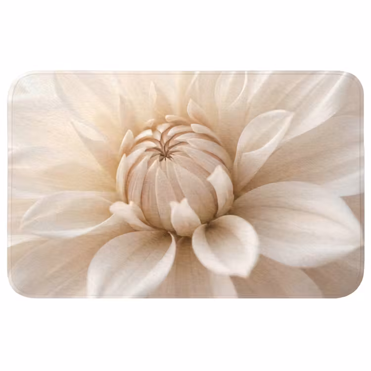 Bloem - Dahlia - Wit Badmat middel -3d
