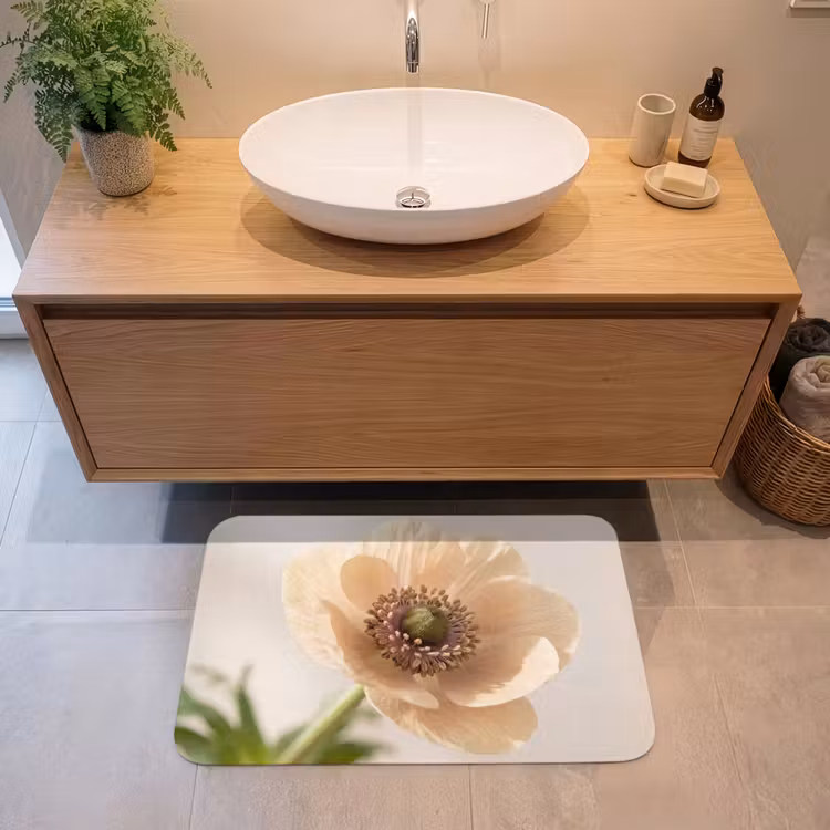 Bloem - Minimalistisch - Groen Badmat middel -sfeer1