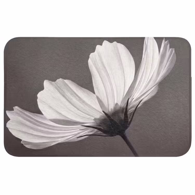 Bloem - Minimalistisch - Zwart - Wit Badmat middel -3d
