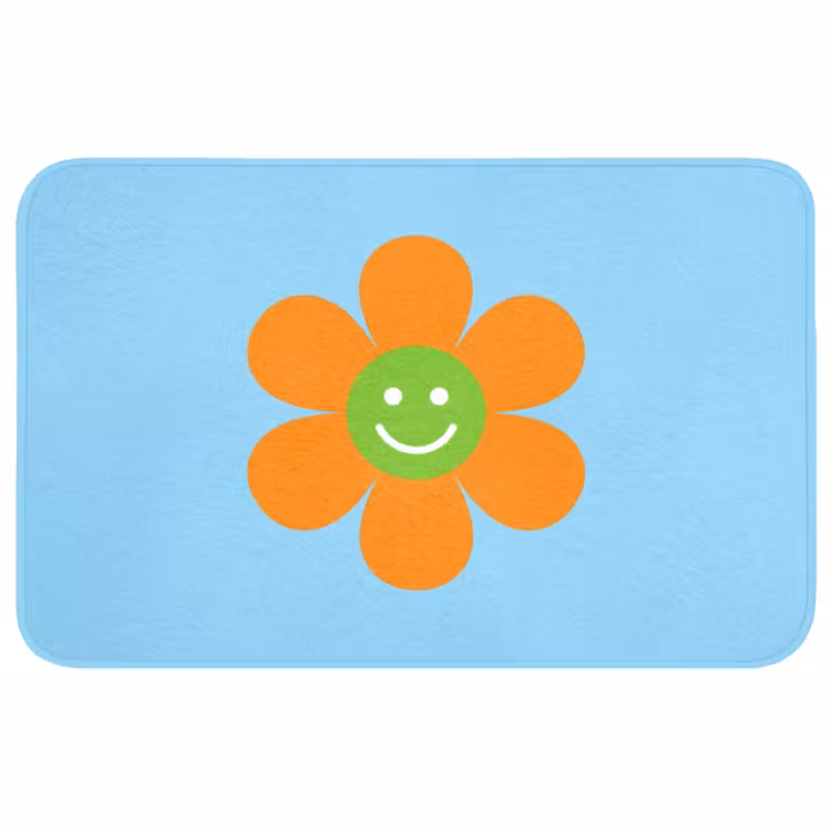 Bloem - Smiley - Kleurrijk Badmat middel -3d