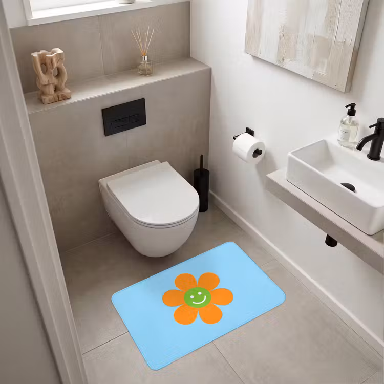 Bloem - Smiley - Kleurrijk Badmat middel -sfeer4