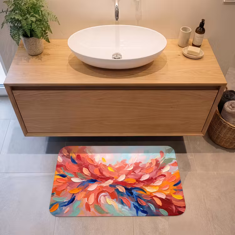 Bloemen - Abstract - Kunst - Modern Badmat middel -sfeer1