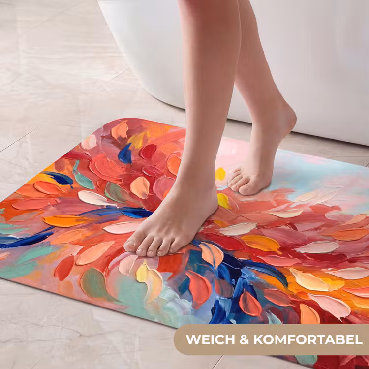 Bloemen - Abstract - Kunst - Modern Badmat middel -USP_ZachtDE