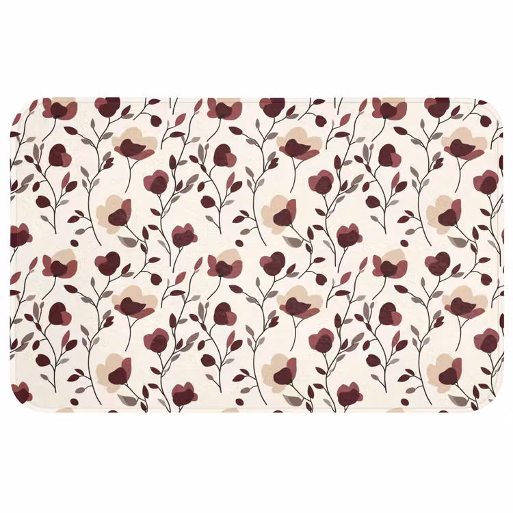 Bloemen - Botanisch - Bordeaux Badmat middel 997 -3d