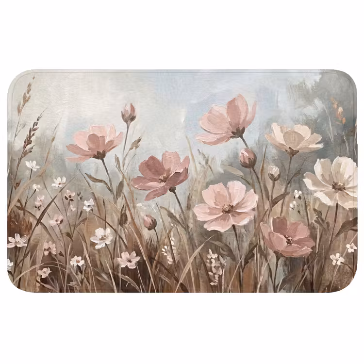 Bloemen - Botanisch - Schilderij - Pastel - Rustiek Badmat middel -3d