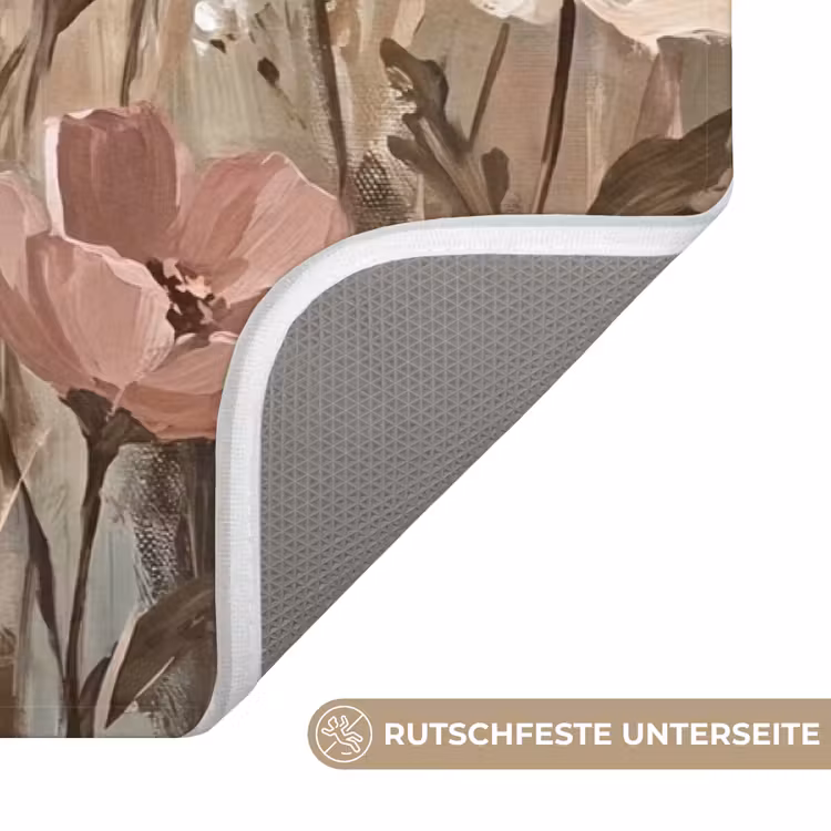 Bloemen - Botanisch - Schilderij - Pastel - Rustiek Badmat middel -USP_AntislipDE