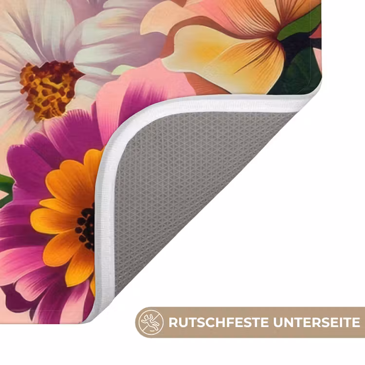 Bloemen - Kleurrijk - Roze Badmat middel -USP_AntislipDE