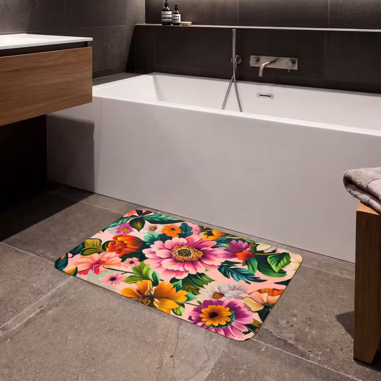 Bloemen - Kleurrijk - Roze Badmat middel -sfeer3