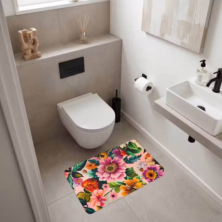 Bloemen - Kleurrijk - Roze Badmat middel -sfeer4