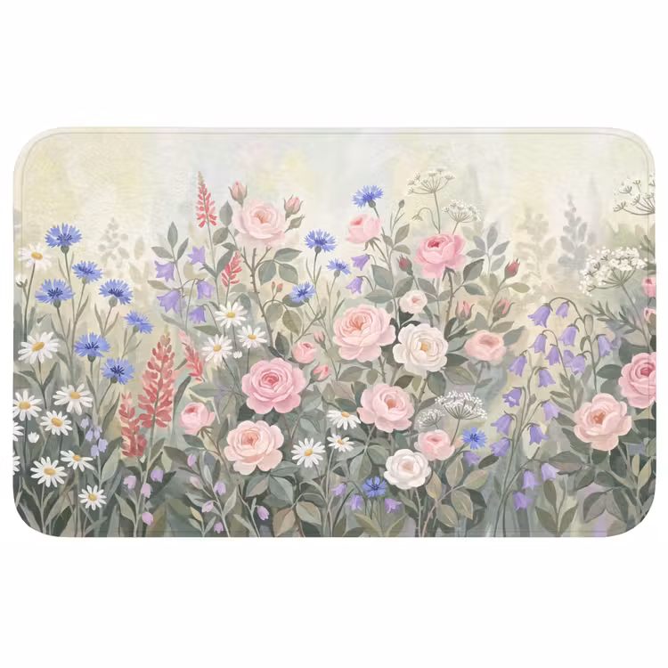Bloemen - Tuin - Natuur - Kleurrijk Badmat middel -3d