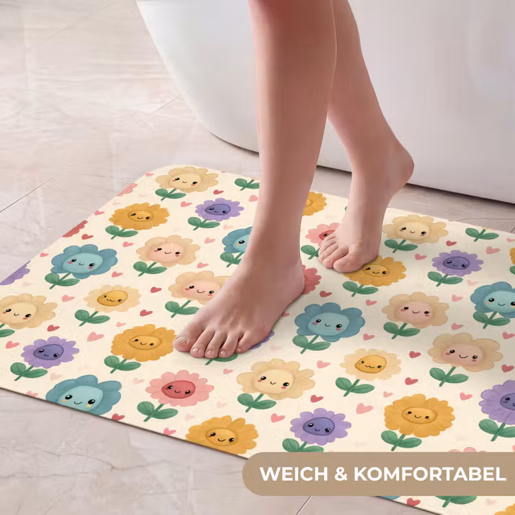 Bloemen - Hartjes - Kleurrijk Badmat middel 997 -USP_ZachtDE