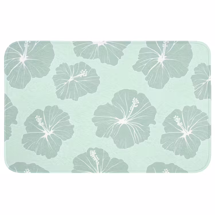 Bloemen - Hibiscus - Mint Badmat middel 997 -3d