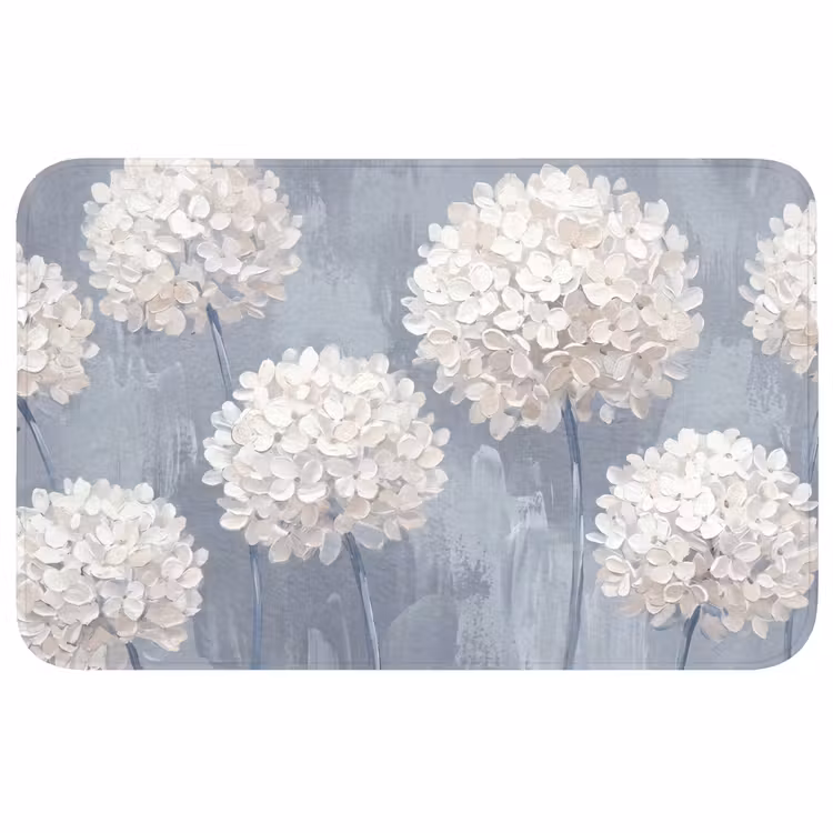 Bloemen - Illustratie - Blauw Badmat middel -3d