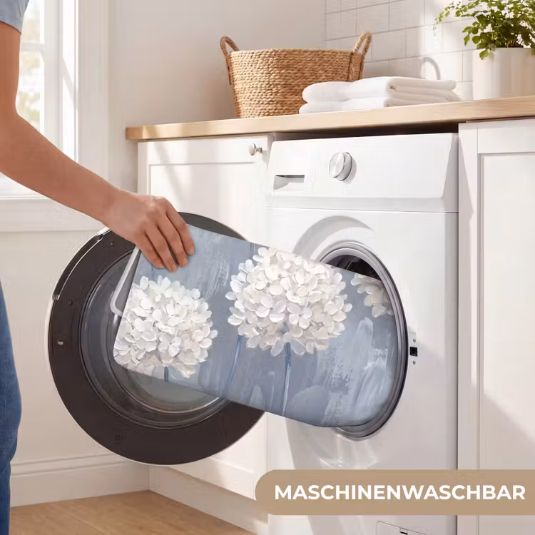 Bloemen - Illustratie - Blauw Badmat middel -USP_WasbaarDE