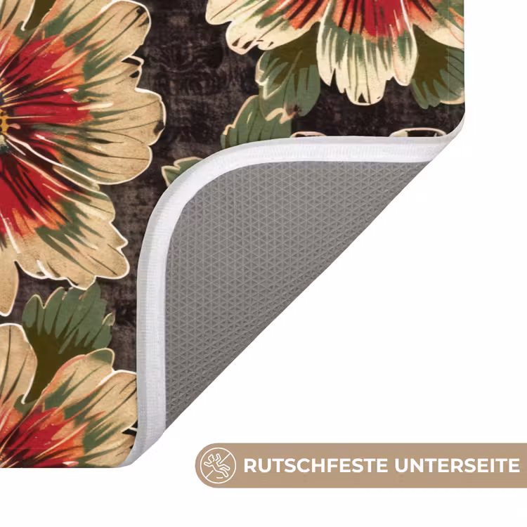 Bloemen - Klassiek - Patroon - Rood Badmat middel 997 -USP_AntislipDE
