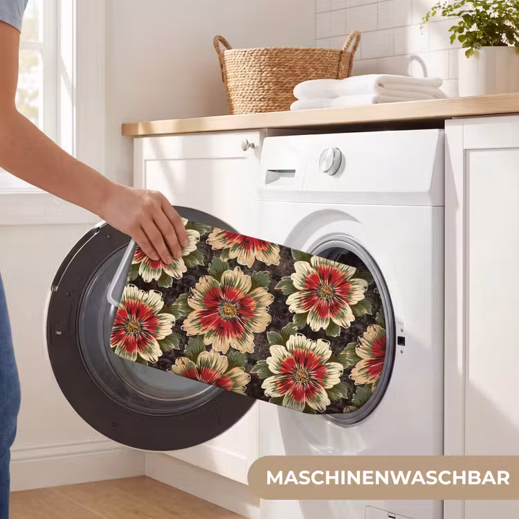 Bloemen - Klassiek - Patroon - Rood Badmat middel 997 -USP_WasbaarDE