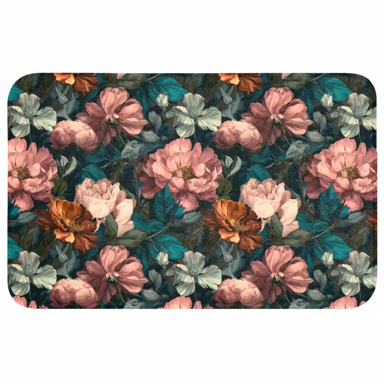 Bloemen - Schilderachtig - Patroon - Roze Badmat middel 997 -3d