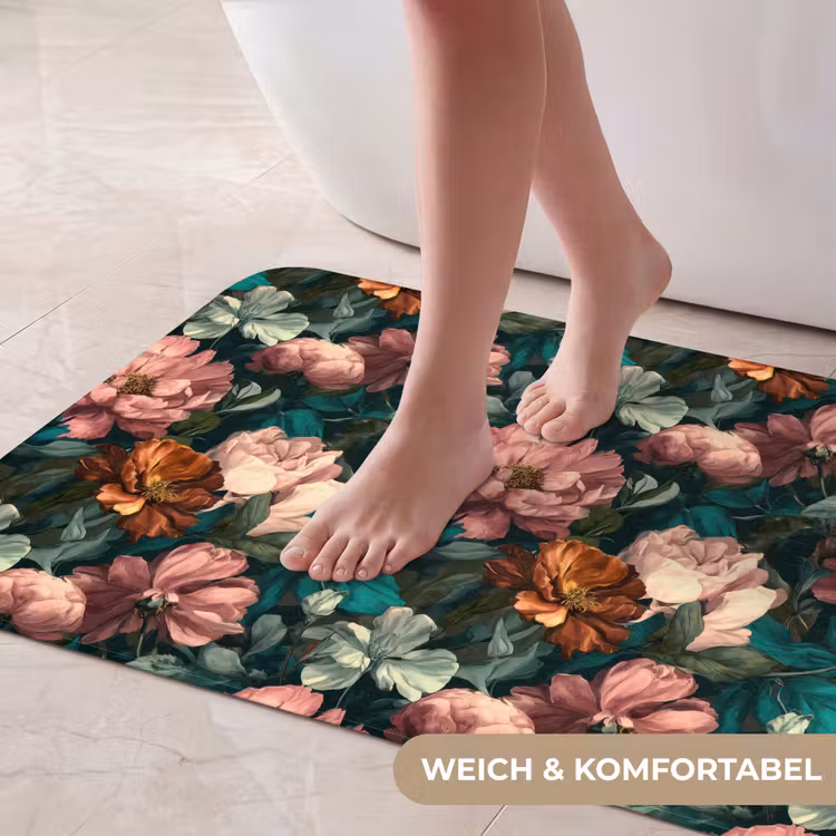 Bloemen - Schilderachtig - Patroon - Roze Badmat middel 997 -USP_ZachtDE