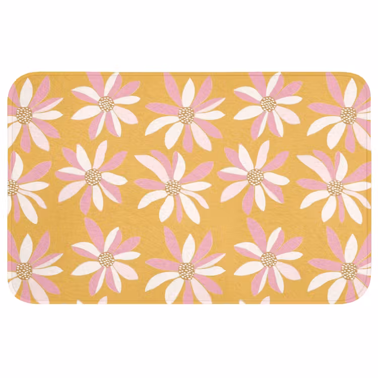 Bloemen - Modern - Geel Badmat middel 997 -3d