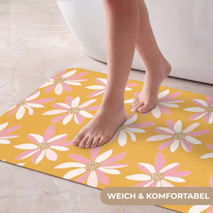 Bloemen - Modern - Geel Badmat middel 997 -USP_ZachtDE