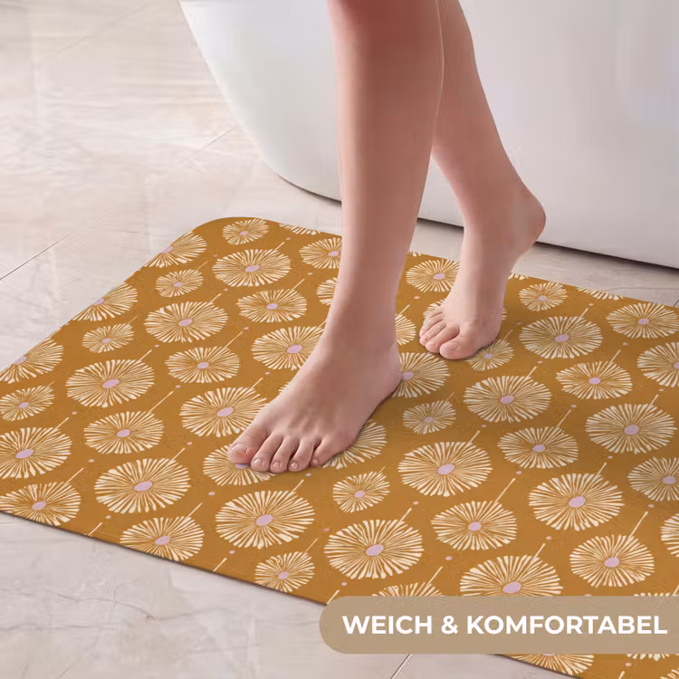 Bloemen - Modern - Oker Badmat middel 997 -USP_ZachtDE